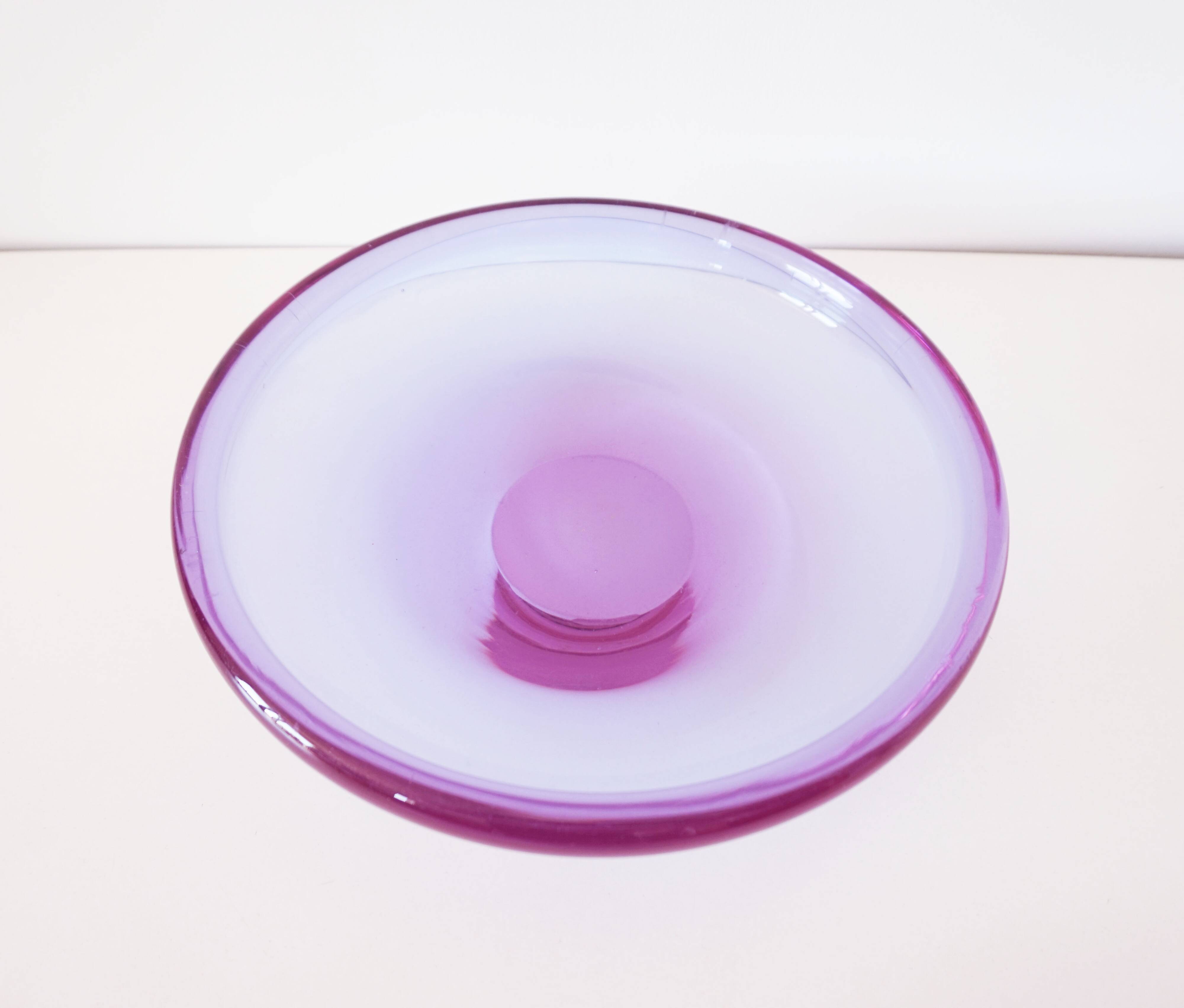 Large purple glass bowl 1970