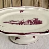 Round dish Gien model pink landscapes 1960 1971