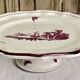 Round dish Gien model pink landscapes 1960 1971