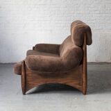 Brutalist 3-seater sofa with a super soft brown fabric, 1970’s