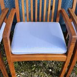 Stackable chair-armchair in solid teak with cushion by Vlaemynck