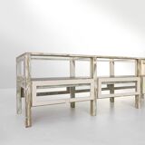 Beautiful patinated large rustic oak display case, France ca. 1900