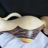 Signed table water pitcher with abstract decoration / modernist table jug.