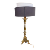 Vintage candle holder lamp in gilded bronze from the 19th century.