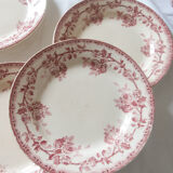 Old plates, rosé red décor, "Paris"