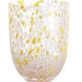 Verre à confettis jaune et rose