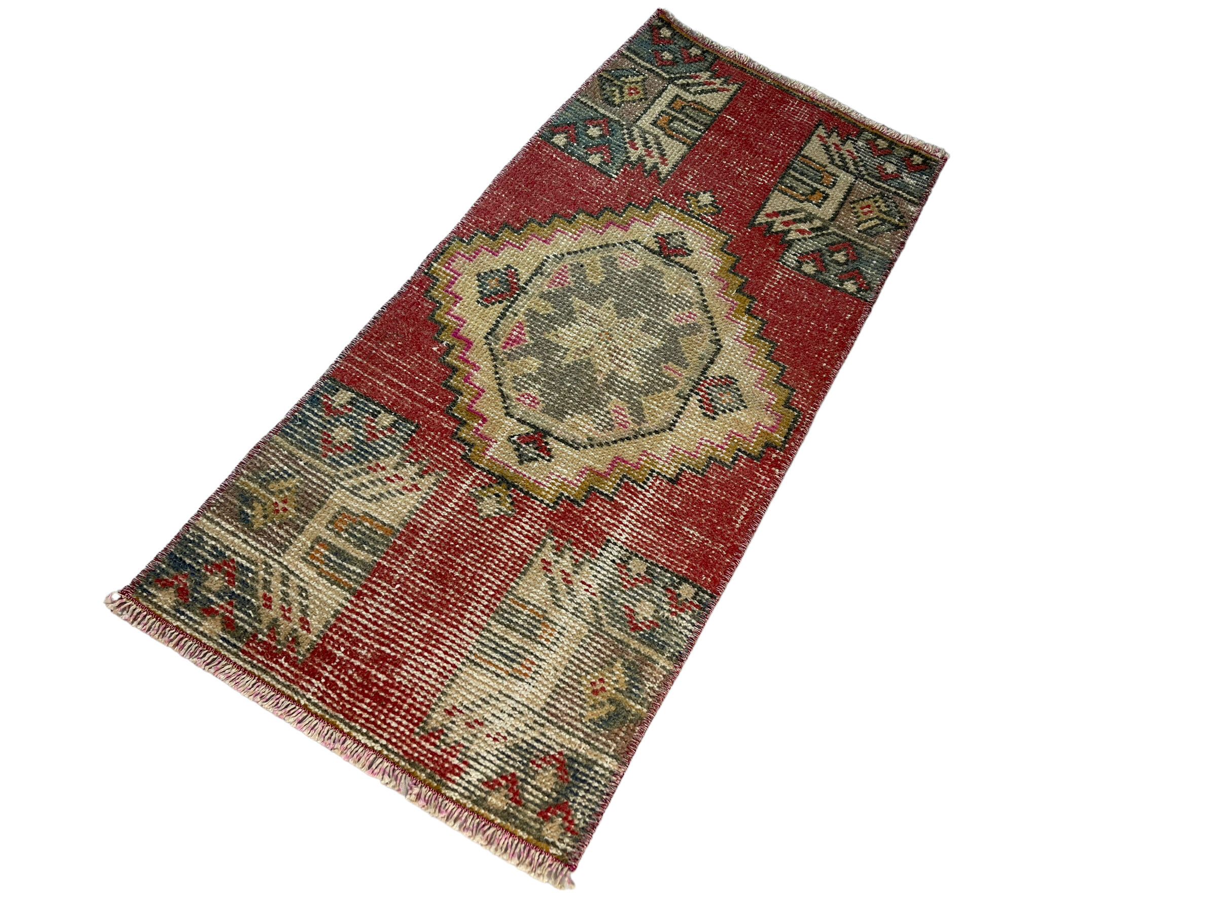 Vintage turkish pastel mini rug  98 x 45 cm