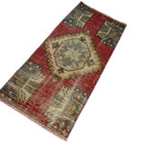 Vintage turkish pastel mini rug  98 x 45 cm