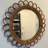 Vintage rattan sun mirror – large model 50 cm