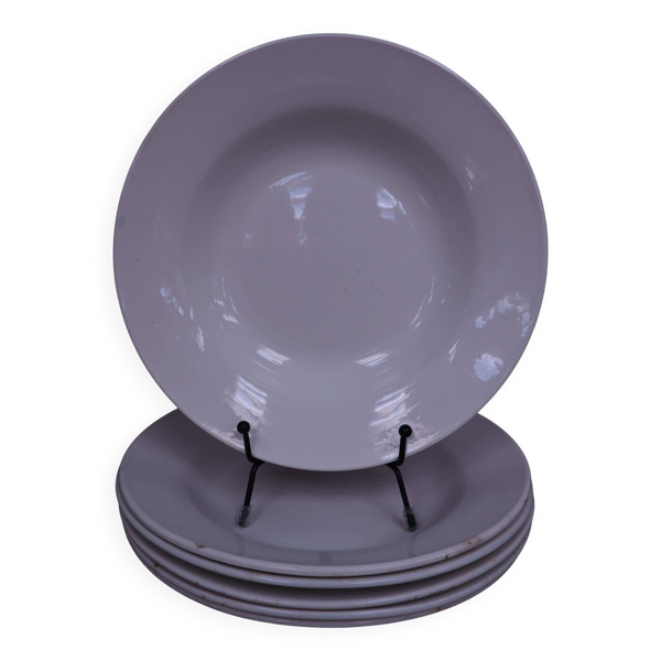 6 Assiettes Creuses blanches Porcelaine Digoin et St Amand