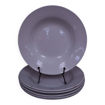 6 White Soup Plates, Digoin and St Amand Porcelain