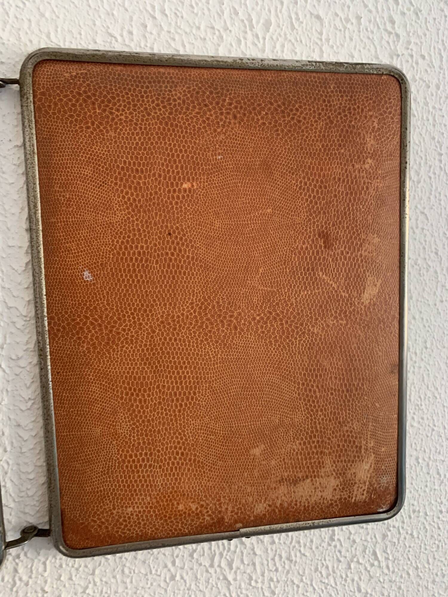Vintage 1960s triptych barber hairdresser pumpkin mirror - 27 x 68 cm