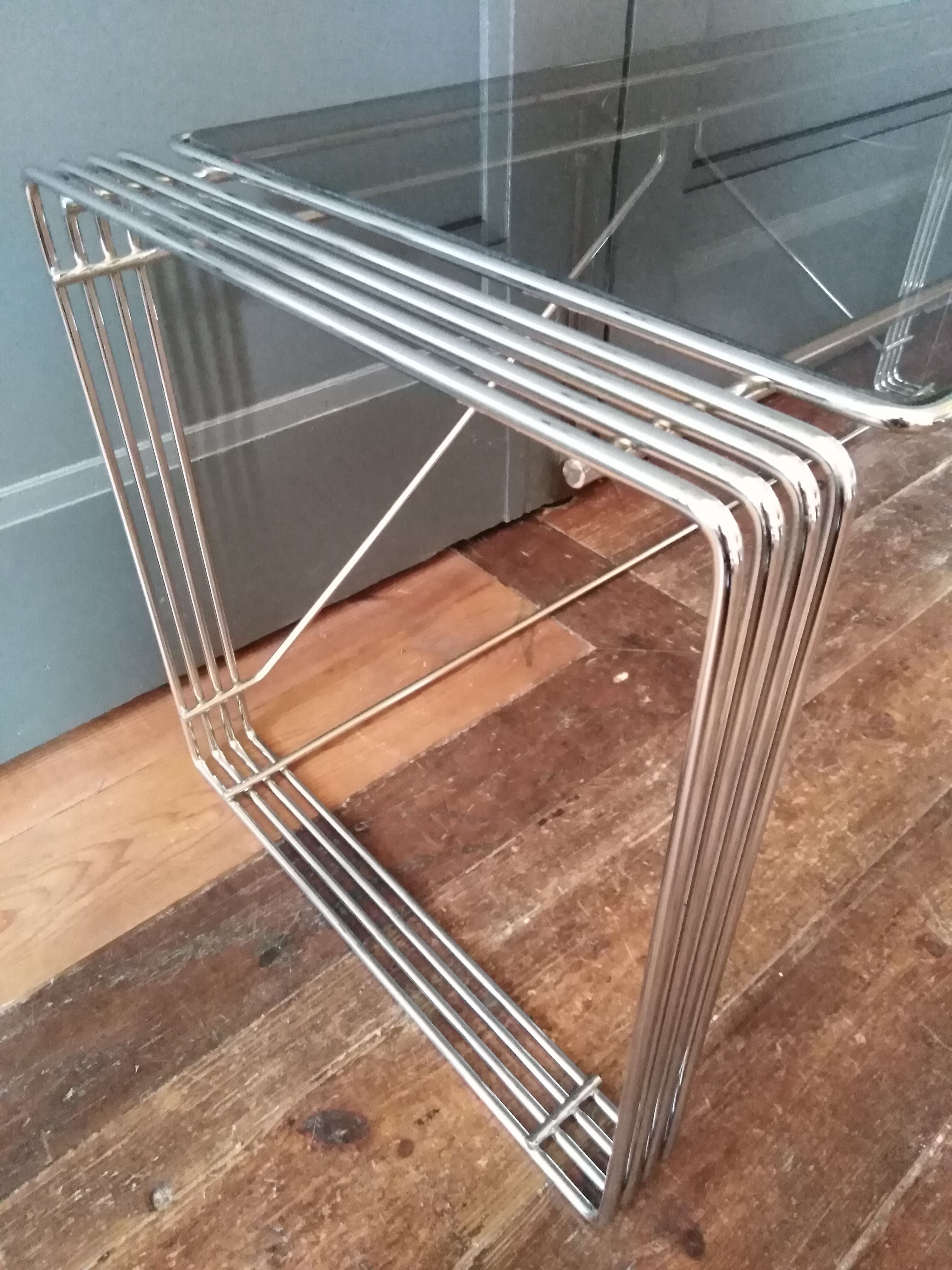 Glass and chrome coffee table 1970