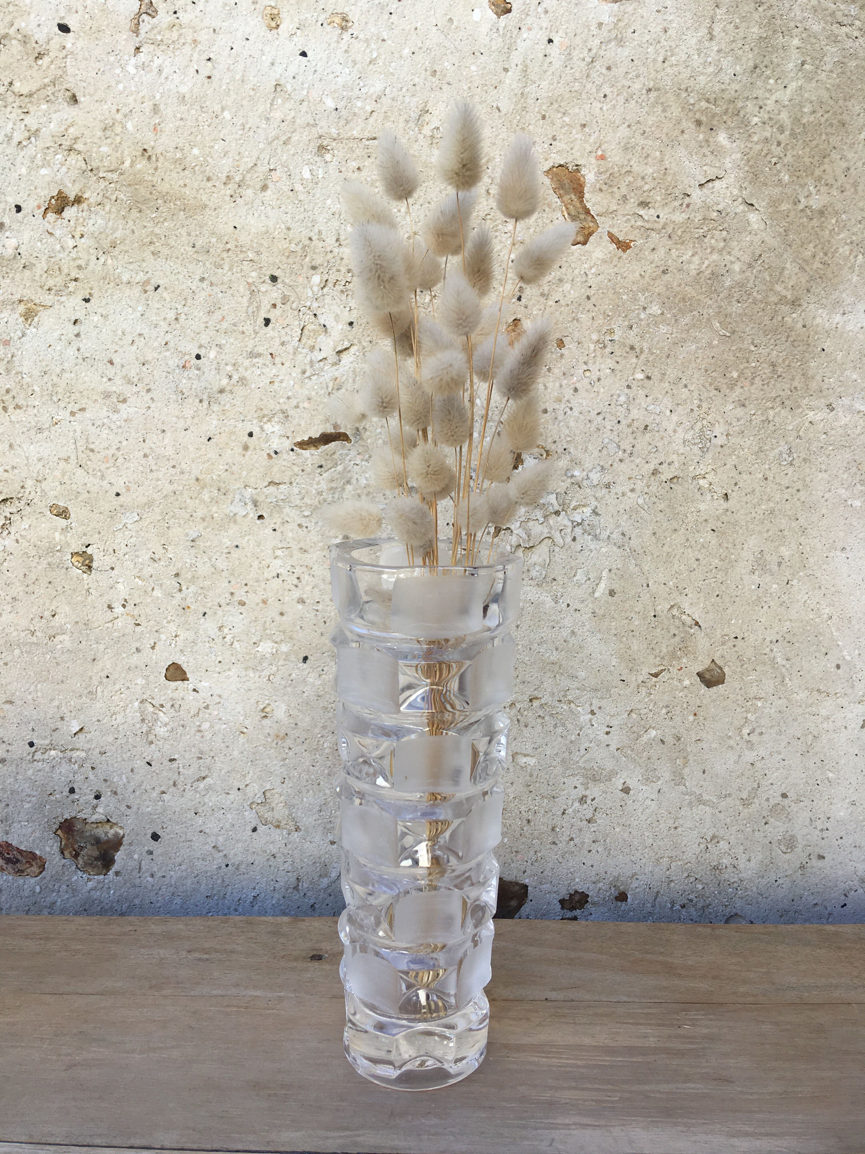 Vintage Cristal d'Arques vase in frosted glass