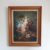 Tableau toile encadrée  Moise Jacobber fleurs et fruits 1837