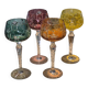Set of 4 vintage coloured cut crystal wine glasses