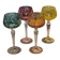Set of 4 vintage coloured cut crystal wine glasses
