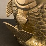 Koi fish vase, solid brass carp, Japan, late nineteenth century