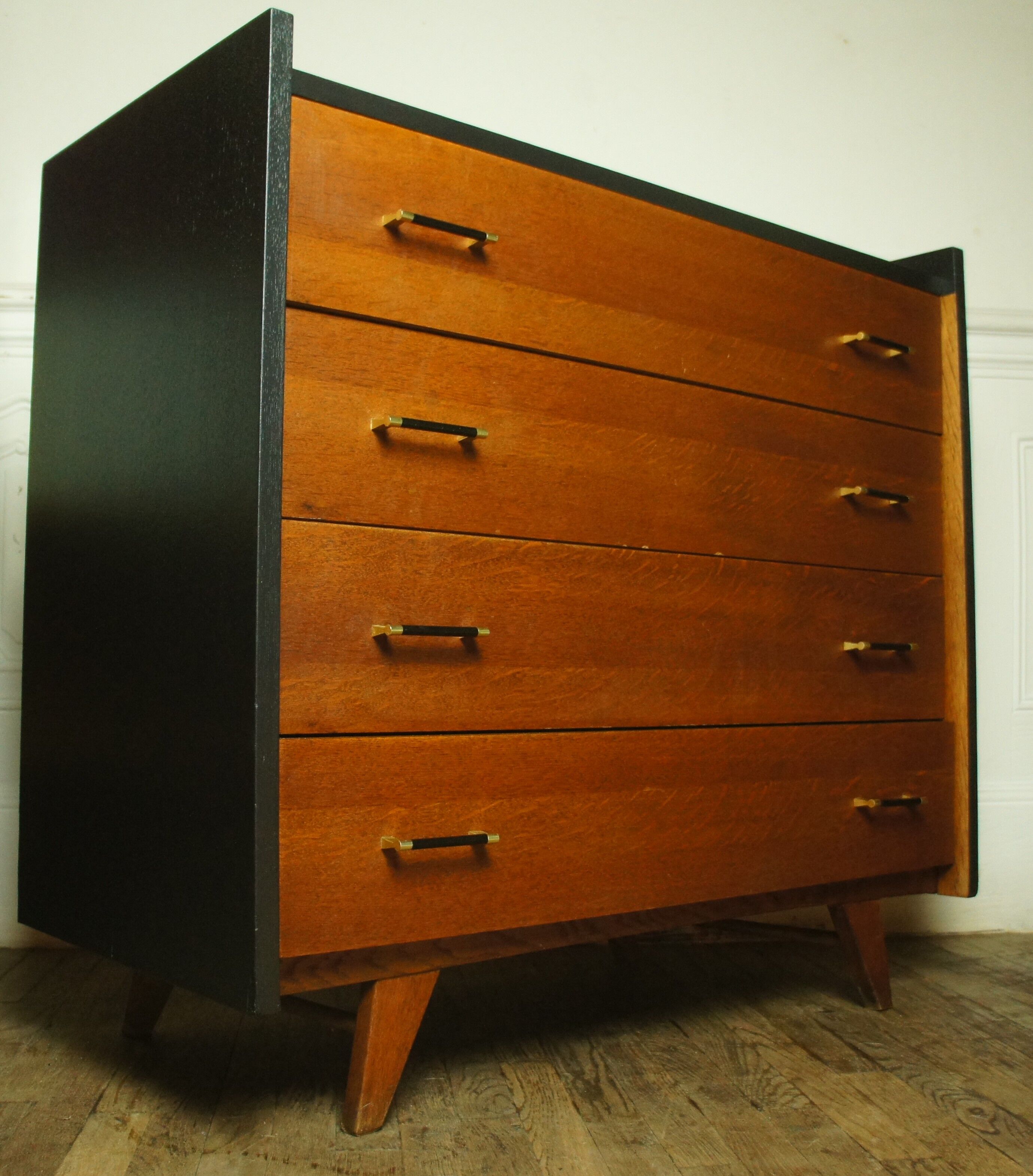 Convenient feet compass wood tinted teak 1950