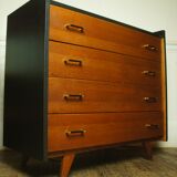 Convenient feet compass wood tinted teak 1950