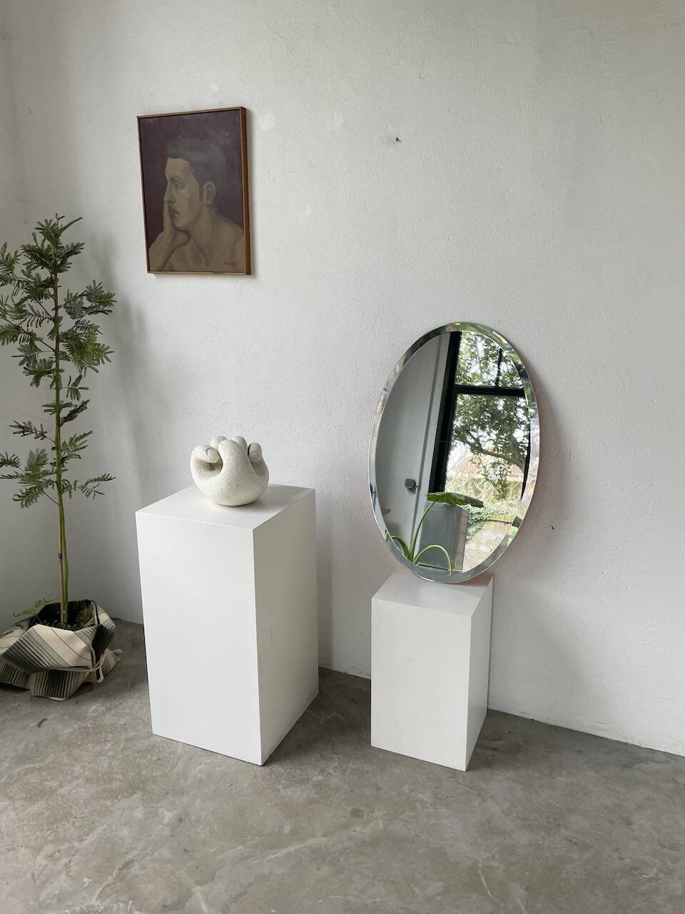 1950s oval beveled mirror