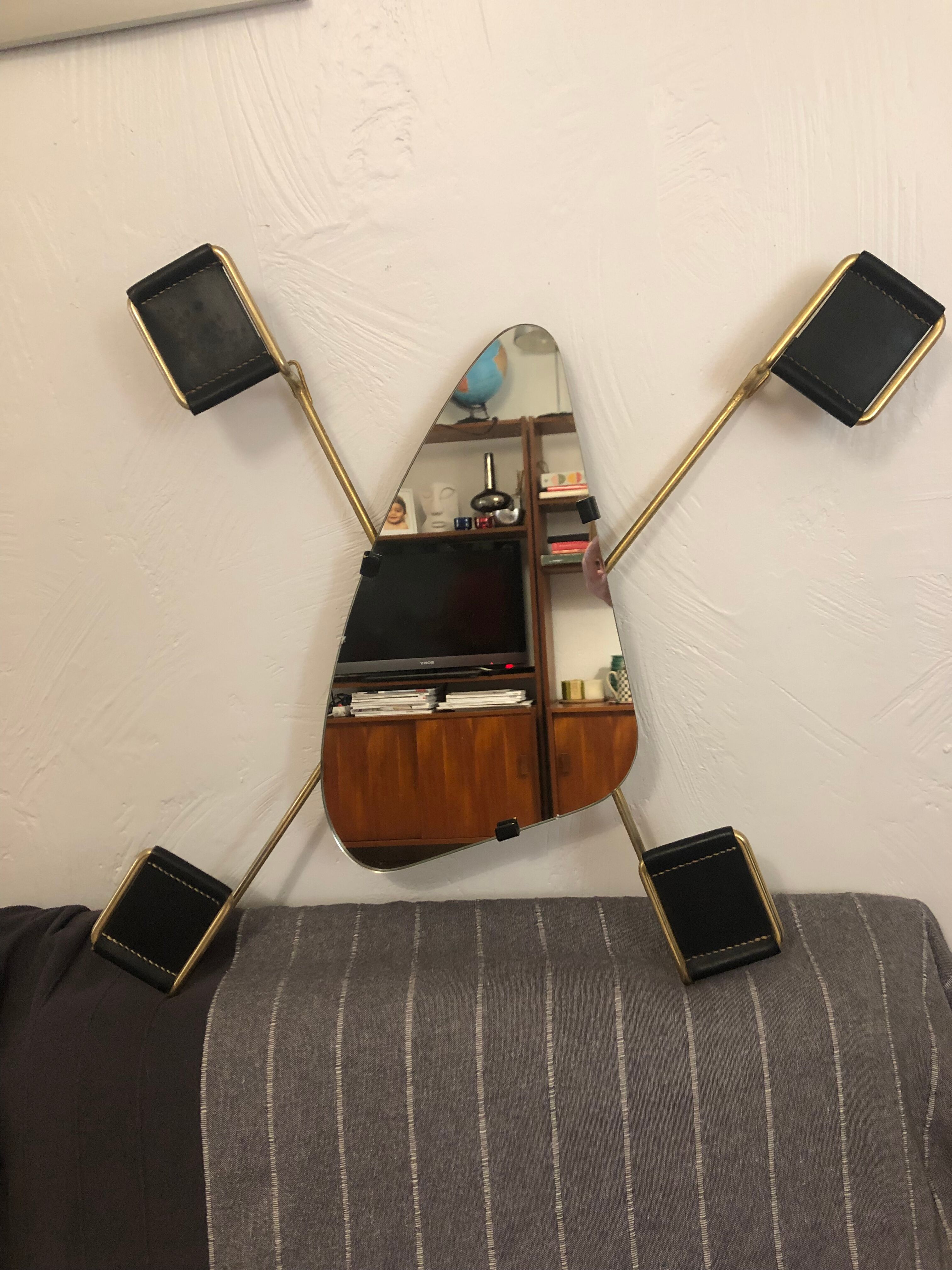 Miroir et portemanteau mural  vintage années 50