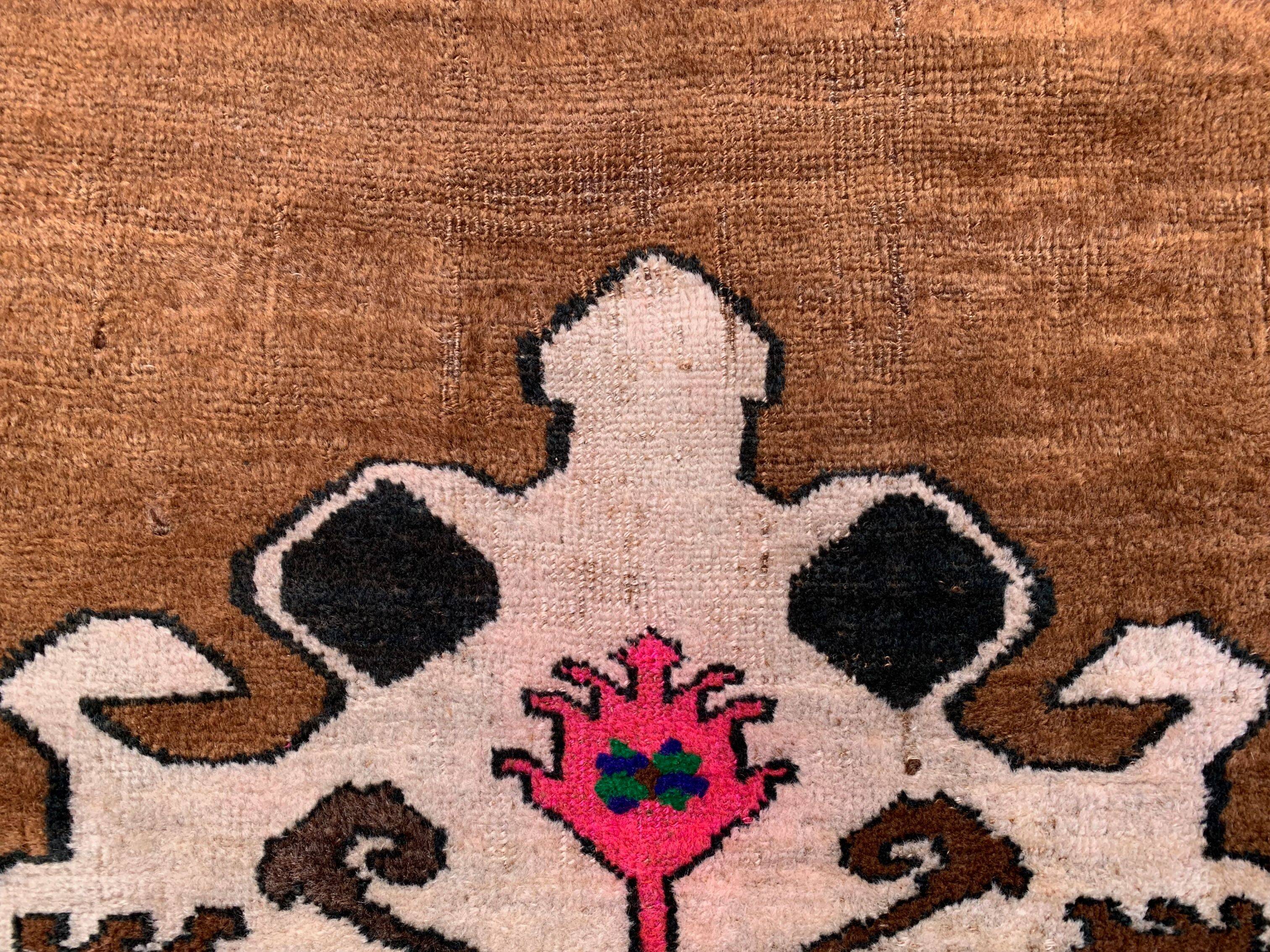 Vintage Turkish Rug 131x87 cm shabby carpet Kars Region Small