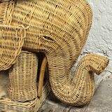 Vintage 1960s rattan elephant side table
