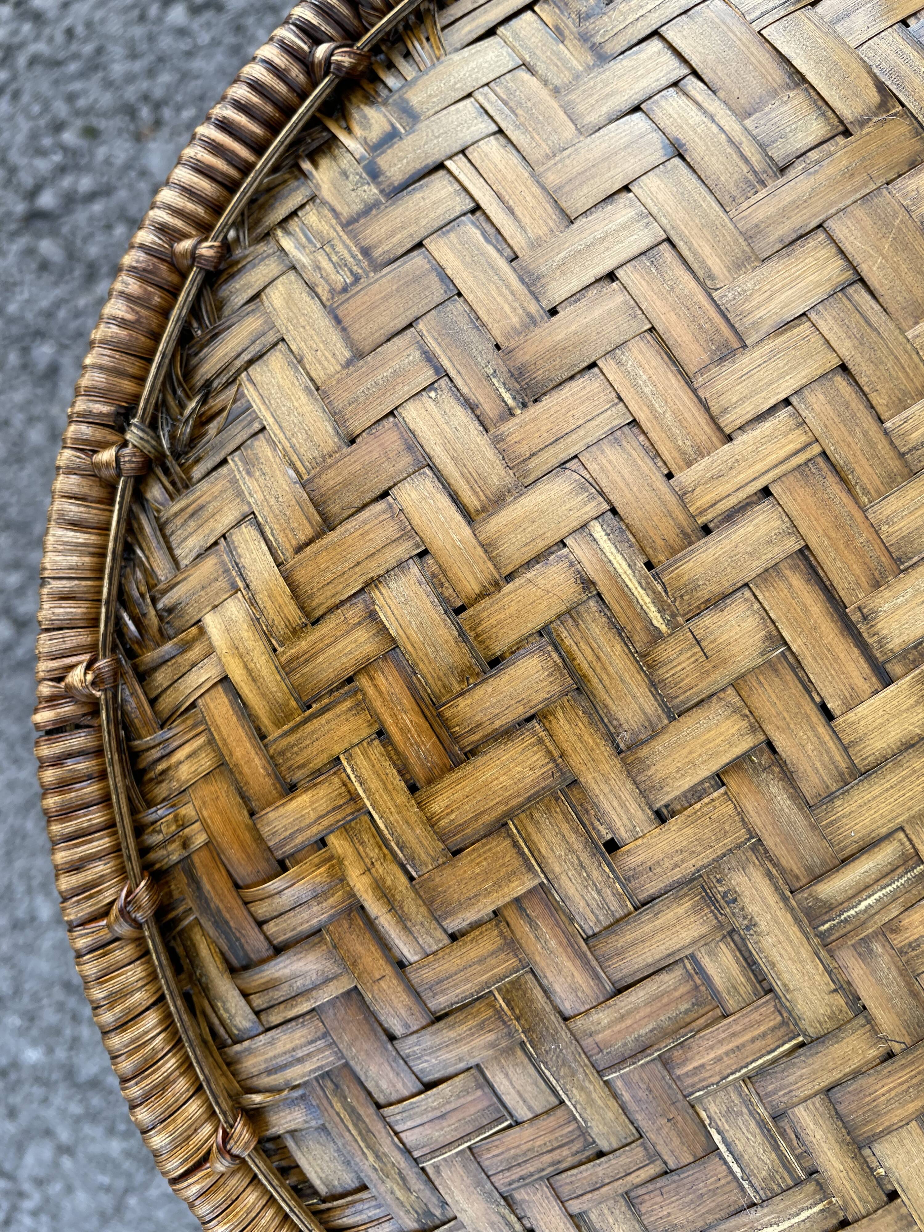 Basket with lided bamboo from Asia