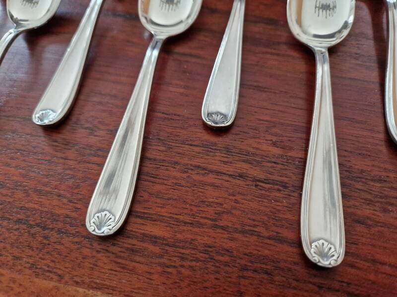 Christofle, Paris - Set of 9 small spoons (coffee) - Marot/Bérain model - in silver-plated metal