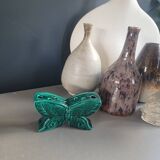 Green glazed ceramic butterfly flower frog
