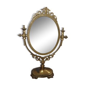 Brass table mirror