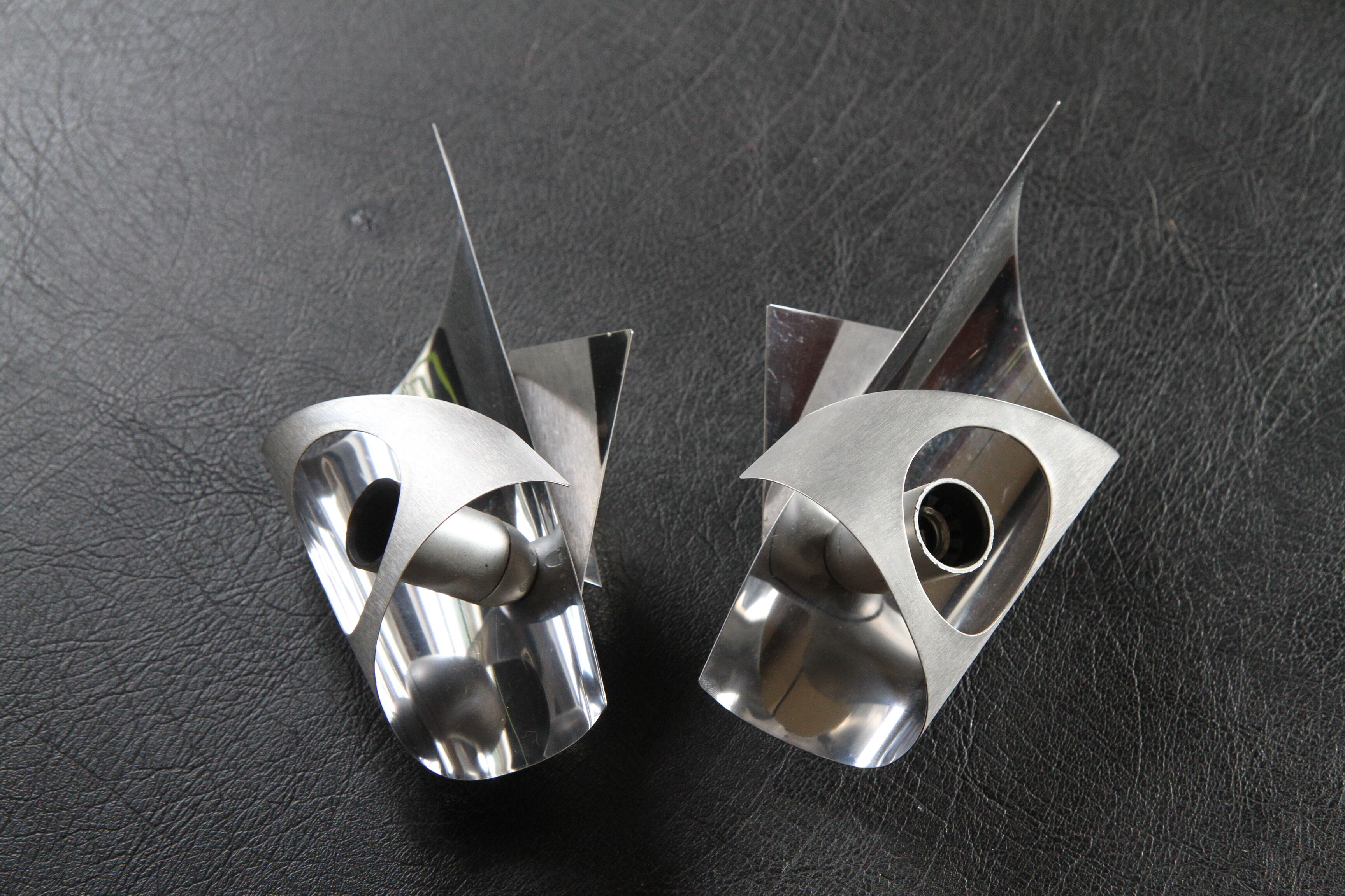 Polished and brushed stainless steel sconces 1970