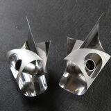 Polished and brushed stainless steel sconces 1970