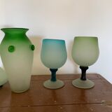 Set of 8 vases, bowls, in glass paste