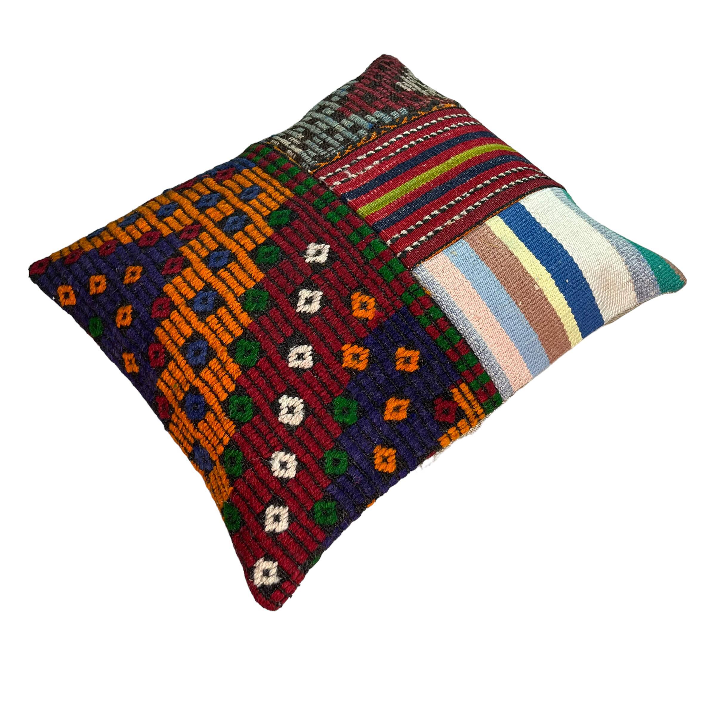 Vintage turkish kilim cushion cover , 55 x 55 cm