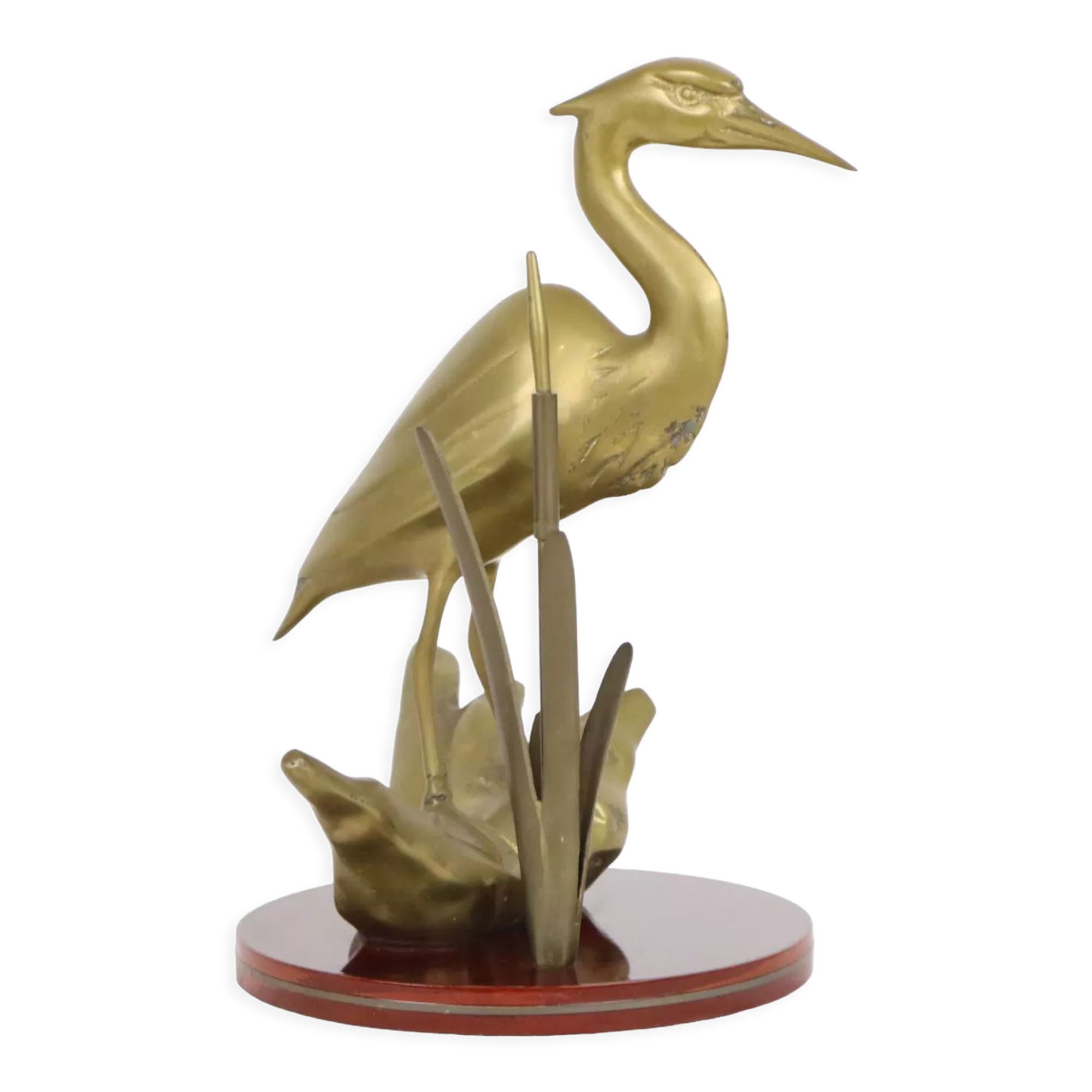 Vintage heron bird statue sculpture brass mid century 31cm