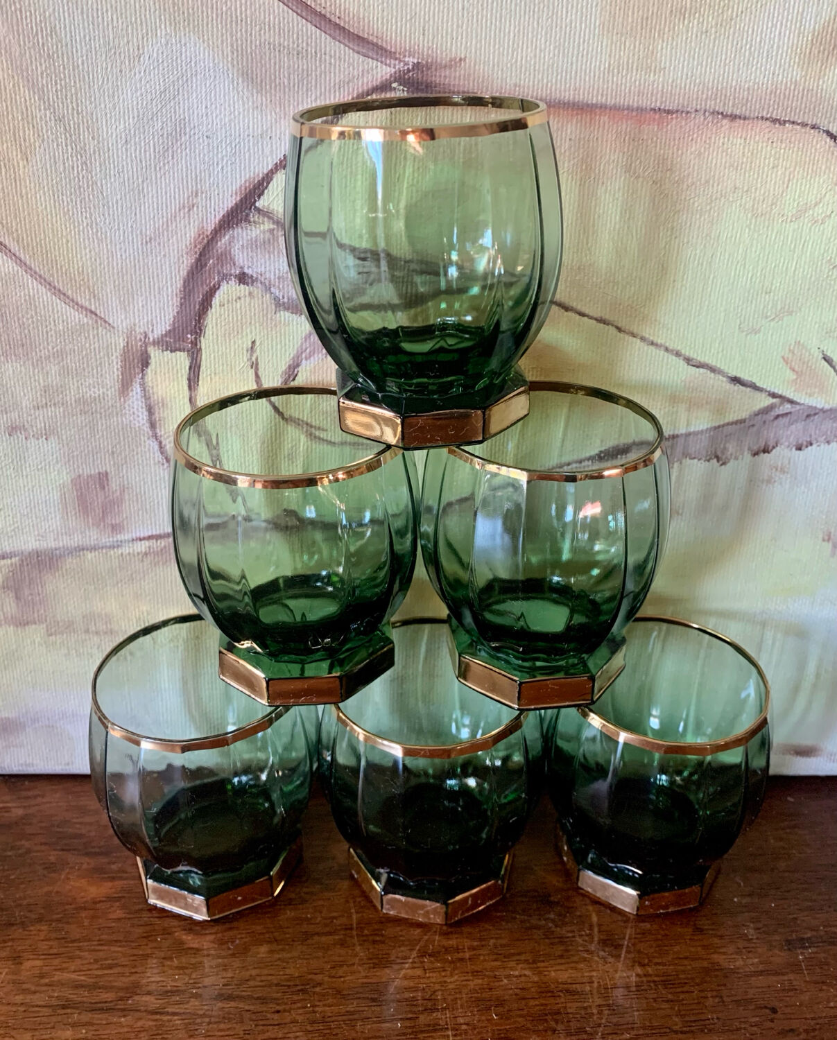 6 art deco glasses