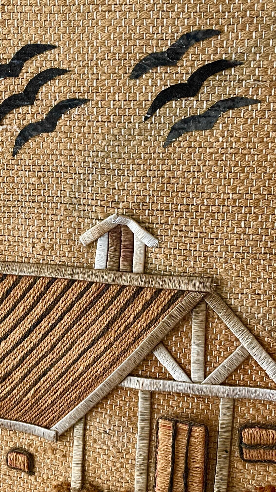 Decorative jute tapestry from the 1970s