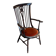 Fauteuil Windsor à dossier peigne, bois teinté et velours terracotta
