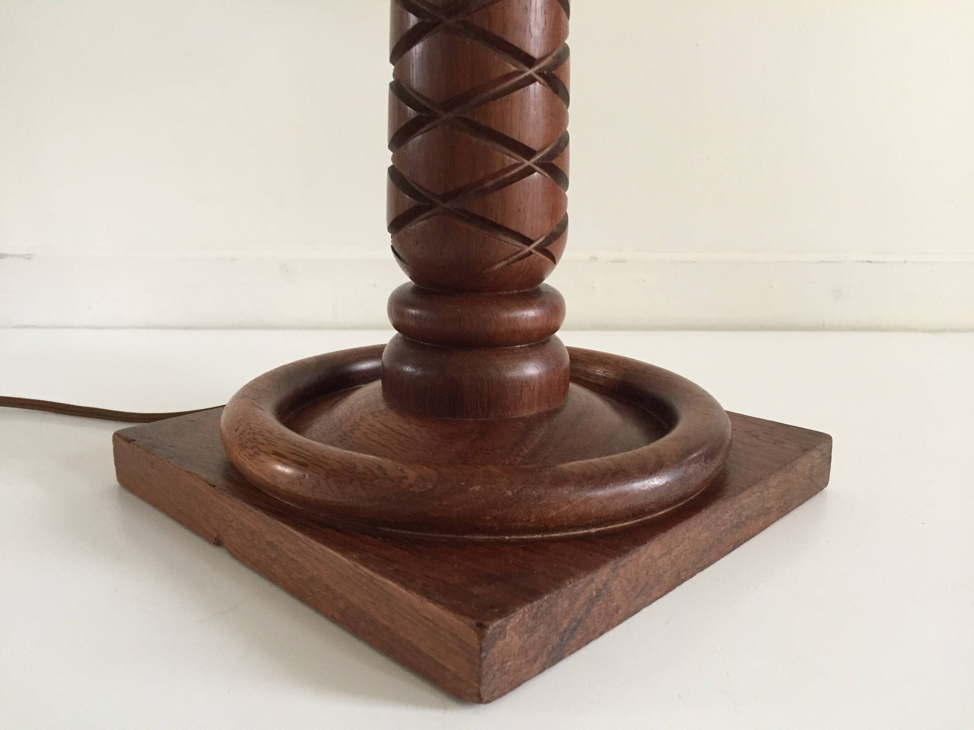 Art deco lamp rosewood carved
