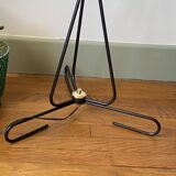 Large tripod floor lamp in black metal with 3 molded glass globes LAMP-7296