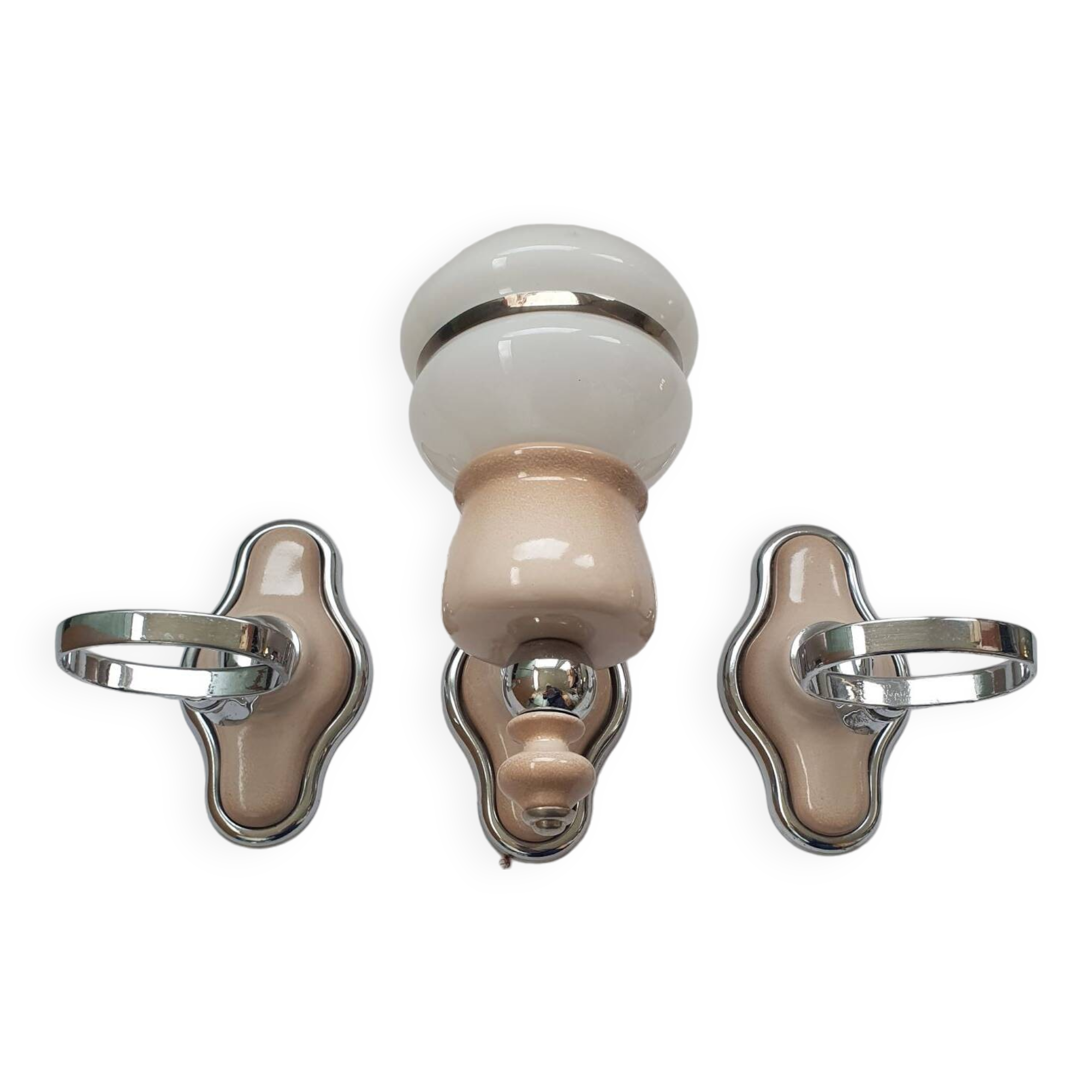Vintage bathroom wall light and two towel rails set