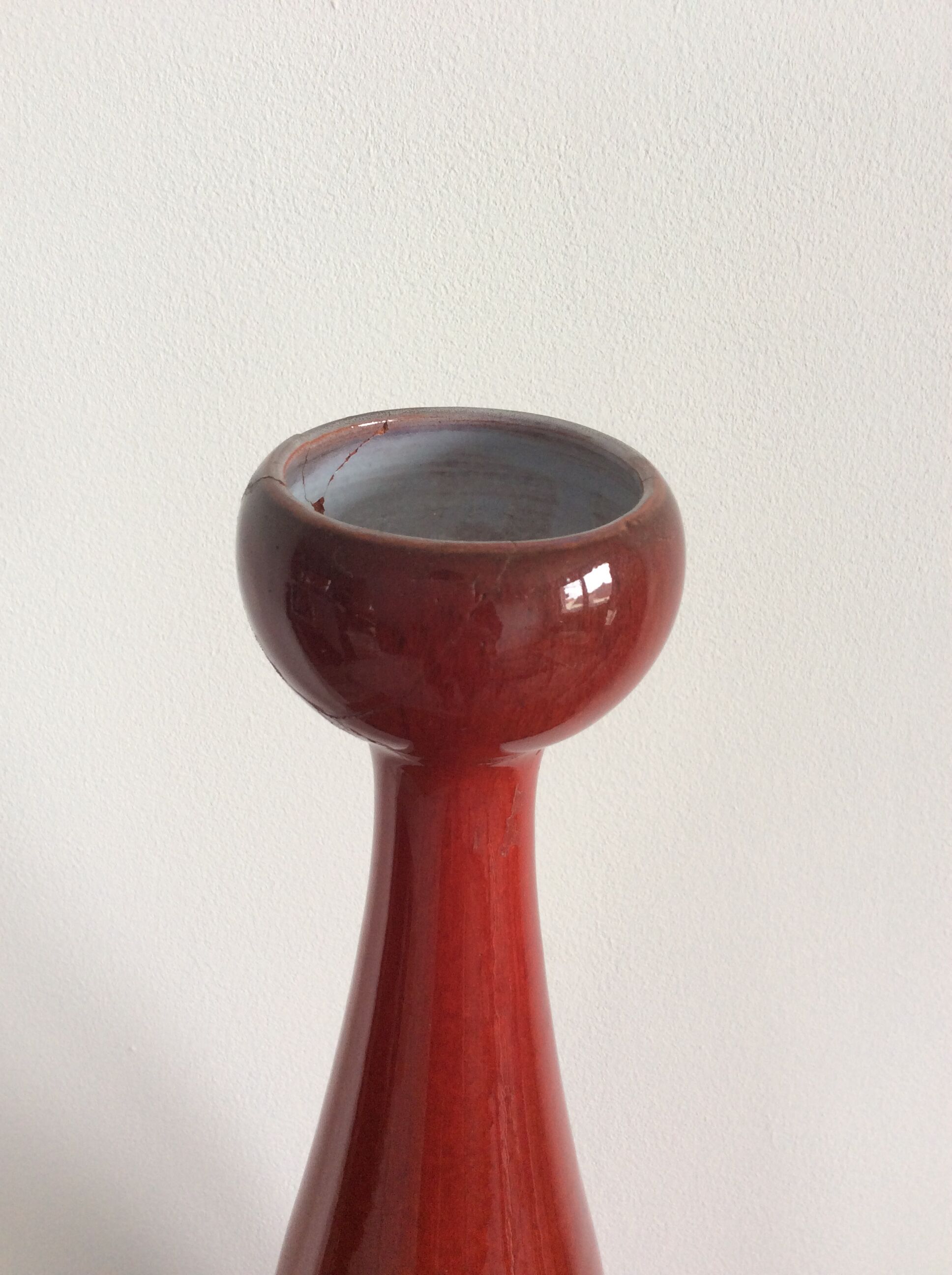 Série de 3 vases céramique rouge vintage des années 60-70