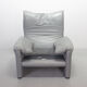 Cassina Lounge Chair 'Maralunga' by Vico Magistretti in Grey Leather 1970s