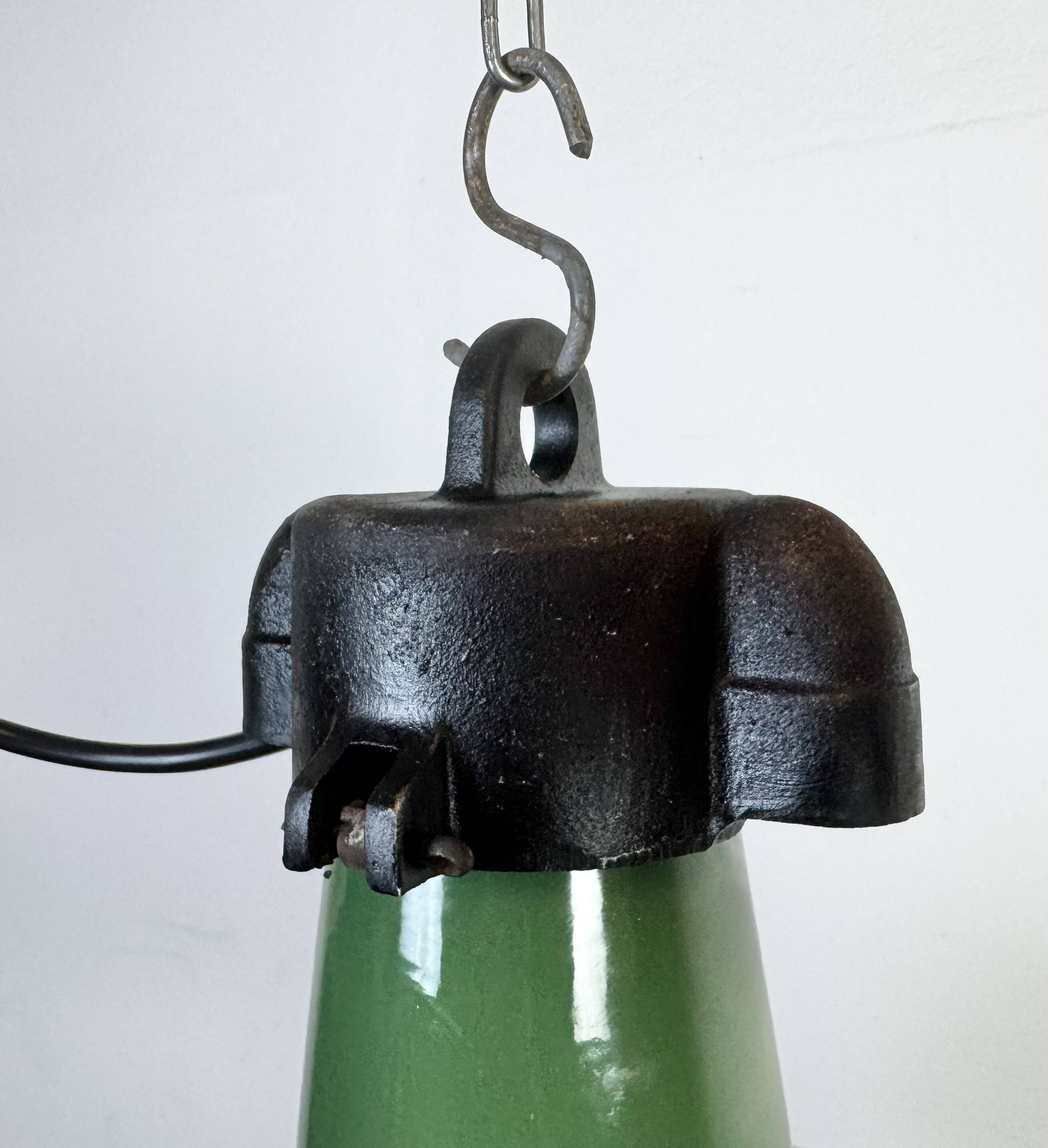 Industrial Green Enamel Factory Pendant Lamp, 1960s