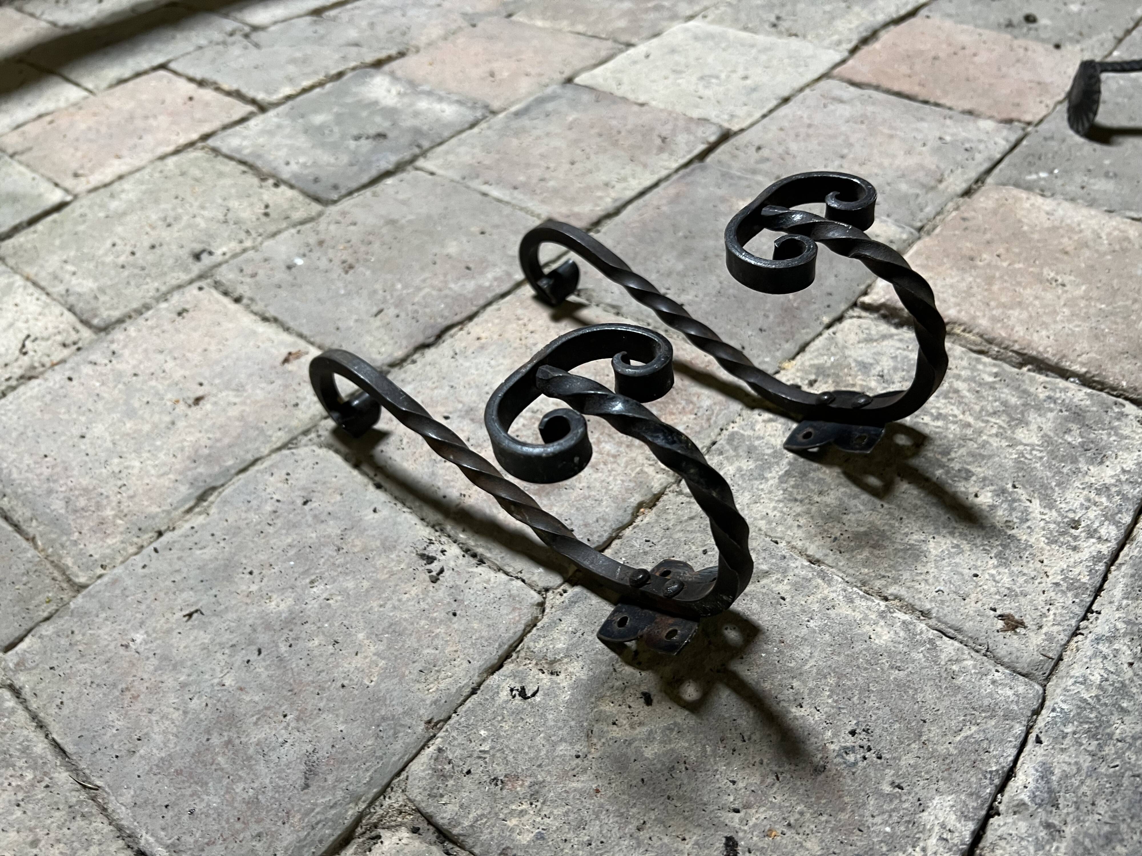 Pair of Medieval Style Wrought Iron Wall Brackets