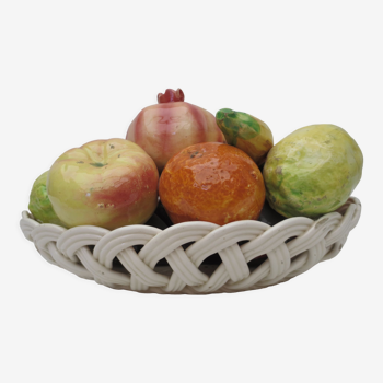 Multicolored vitrified slip fruit basket