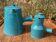 Lot de 2 pichets couverts bleu ciel de Charles Voltz 1960 Vallauris