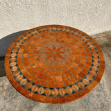 Round garden table in mosaic and iron
